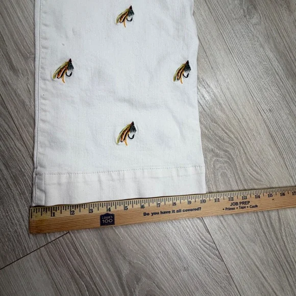 Maeve Anthropologie The Colette Wide Leg Pants White Fishing Fly Embroidered 29 - Picture 7 of 10
